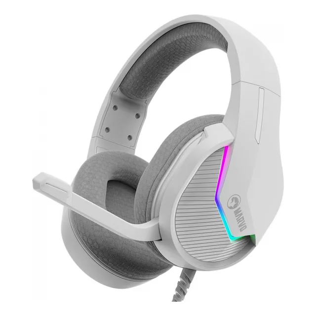 Auriculares Marvo H8618 Wh con cable RGB, color blanco, luz RGB estática