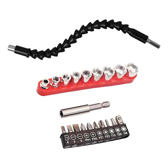 21 Soquetes Bits Parafusadeira E Jogo Com Extensor Flexivel