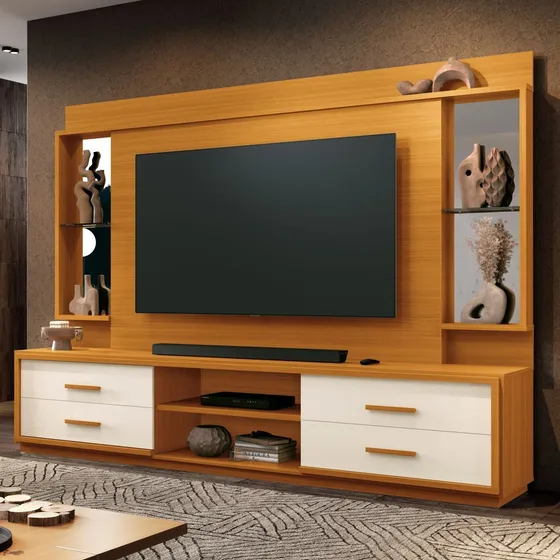Estante Home Para Tv Até 75 Polegadas Com Espelho 4 Gavetas