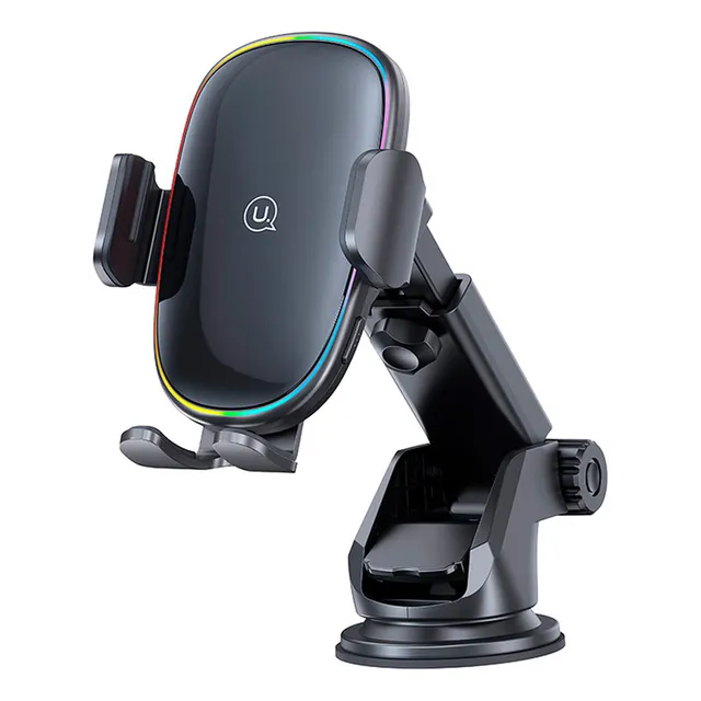 Cargador Auto  Inalambrico 15w Con Soporte Y Luz Negro