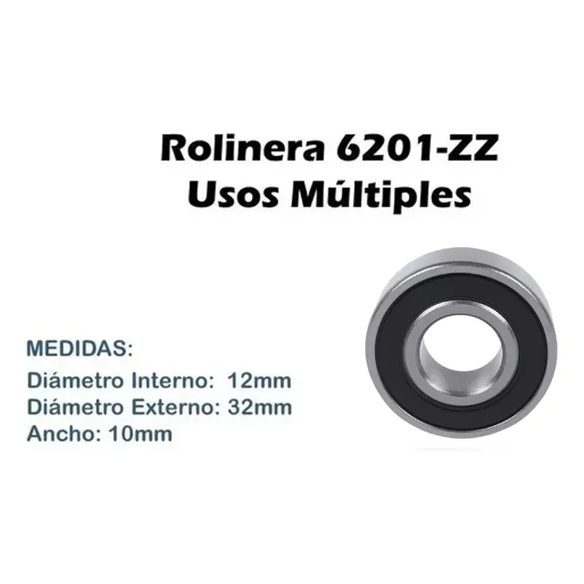 Rolinera Rodamiento 6201 Zz Sello Metal