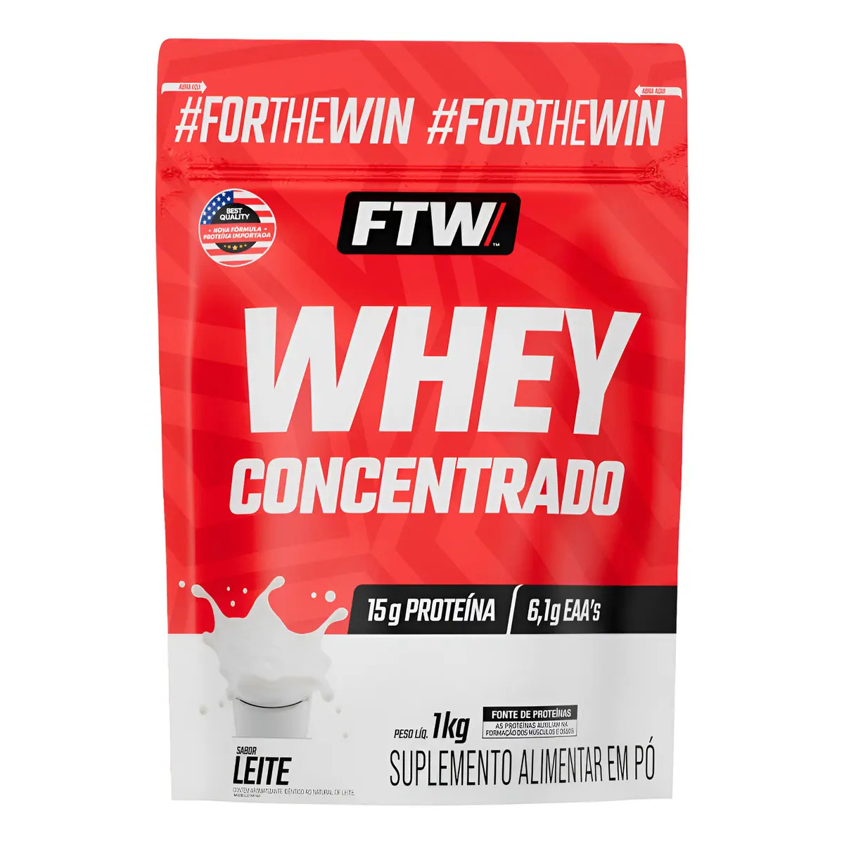 Whey Protein Concentrado 1kg Sabor Leite - Ftw