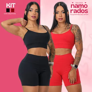 Kit 2 Conjunto Feminino Short E Top Roupa Academia Forrado Kit 2 Conjunto Feminino Short E Top Roupa Academia Forrado