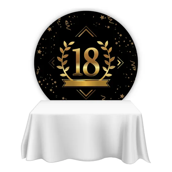 Fondo Candybar Sublimado - Cumpleaños De 18 - 1.6mt Diámetro