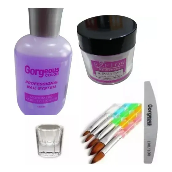 Pack Uñas Acrílicas Monomero, Acrílico, Pinceles,lima