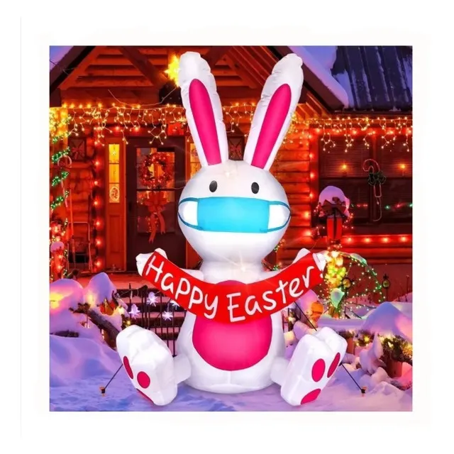 Achorte Inflable De Conejo De Pascua, Con Barbilla Y Luz Led