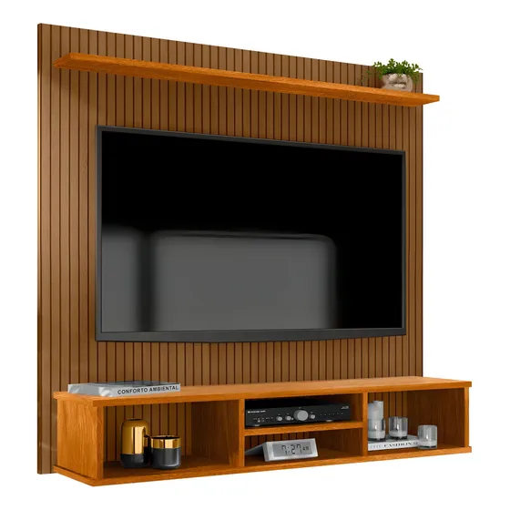 Home Painel Simples Tv Sala 50 Pol Ripado Com Nicho Naturale