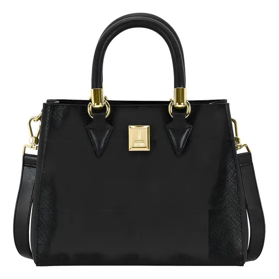 Bolsa Feminina Transversal Tote Ombro Mão Vizzano 100871 Cor Preto Desenho Do Tecido Liso