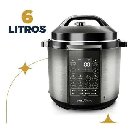 Panela Pressão Britânia Bpp06p Preto Com Inox 127v