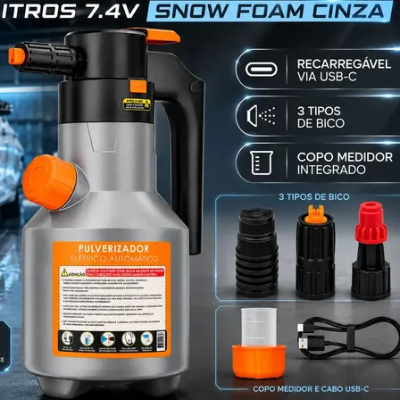 Pulverizador Elétrico de Espuma 2 L Lumi Para Carro e Moto