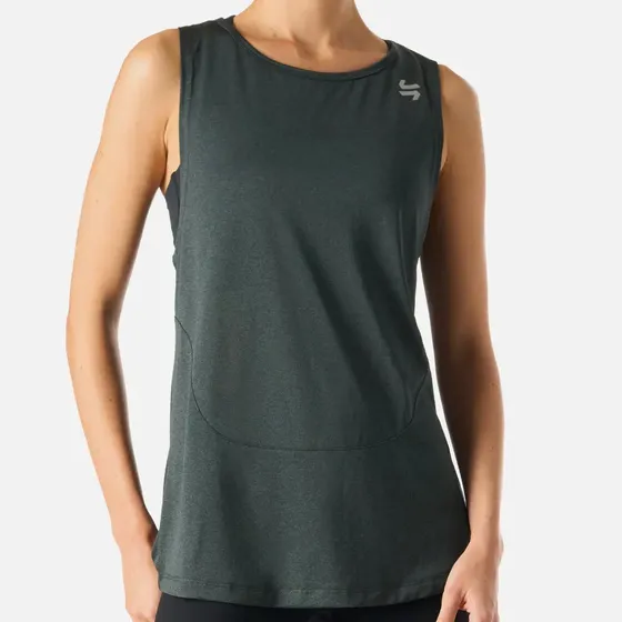 Polera Deportiva Sin Mangas Mujer Tempo Melange Gris