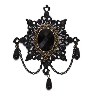 Broche Insignia Piedra Vintage Encaje Color Negro Para Mujer Broche Insignia Piedra Vintage Encaje Color Negro Para Mujer