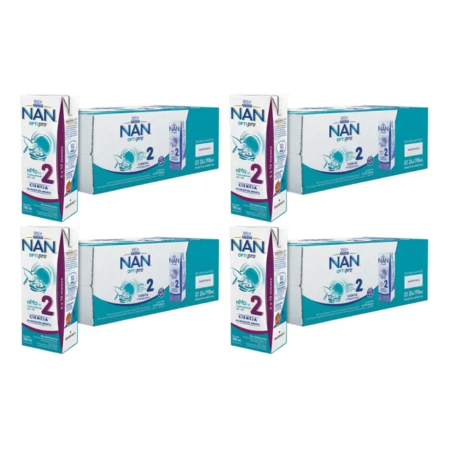 Leche Líquida Nestlé Nan Optipro 2 En Brick 190ml Por 96 U