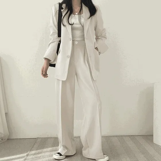 Conjunto De Traje Ajustados Casual Mujer Chaqueta Pantalón