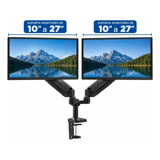 Suporte Duplo Articulado Com Mola Vesa Para Monitores Preto