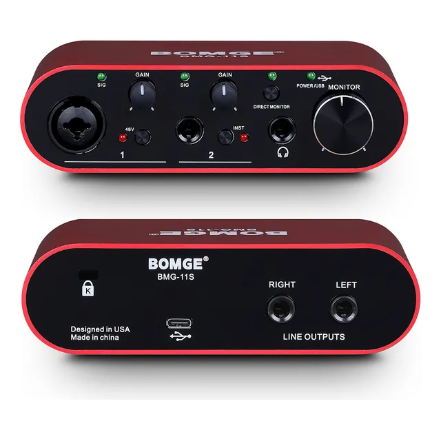 Interfaz De Audio Bomge 11s Solo Portátil Color Rojo
