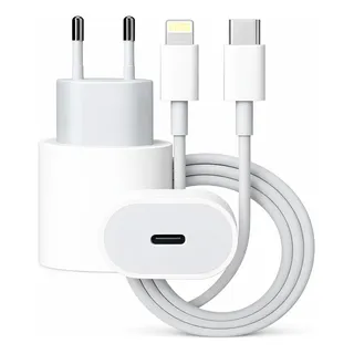 Carregador Para iPhone 20w Usb-c + Cabo Lightning Turbo Branco