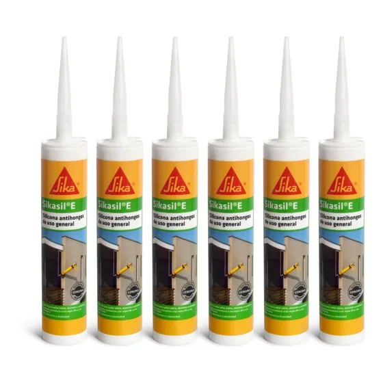 Pack X 6u Sellador De Silicona Antihongos Sikasil E  Sika