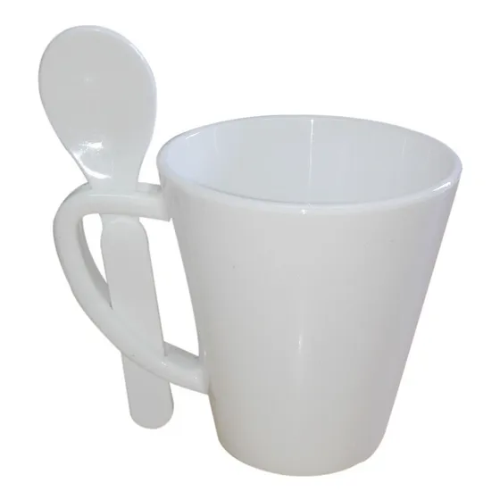 Taza Conica + Cuchara De Polimero X12 Unidades Para Sublimar