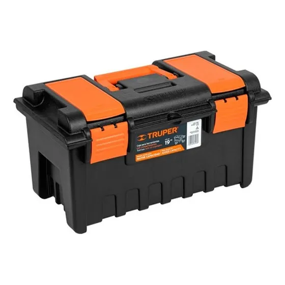 Caja De Herramientas Plastica 19 Pulgadas Truper 11143 Color negro y naranja
