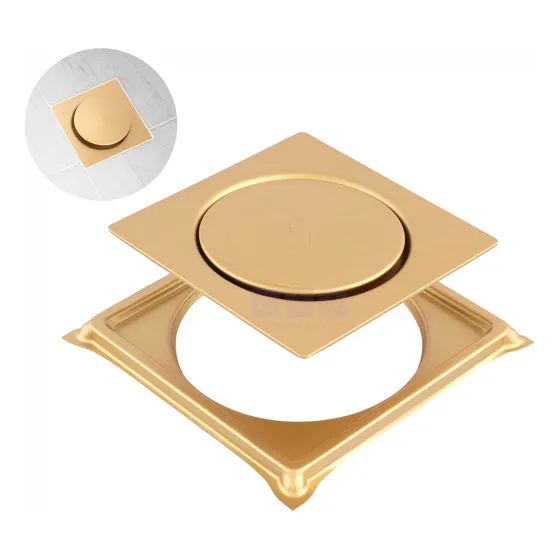 Ralo Click C/ Caixilho Inox Dourado 10x10 Cm Inteligente