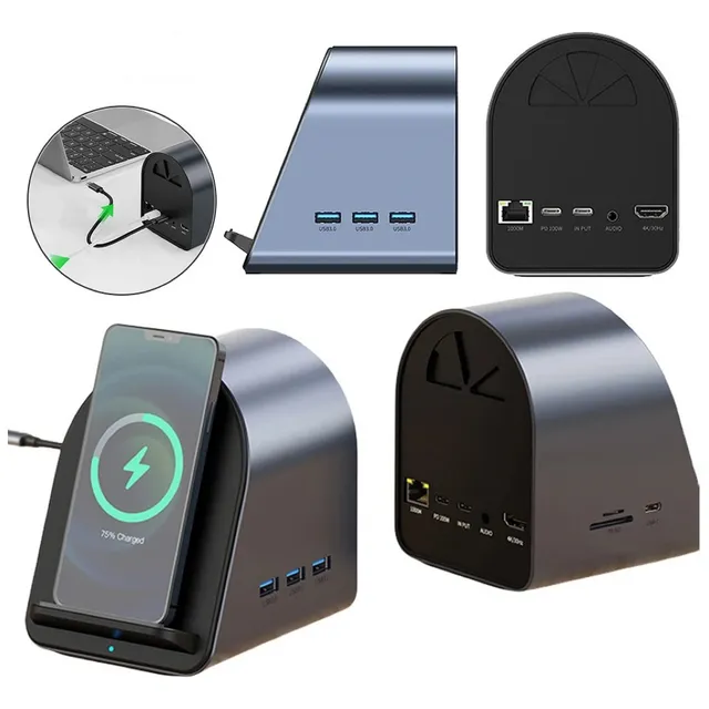  Adaptador Hub Mixio Usb 3.0 Tipoc 12 En 1 Carga Inalámbrico