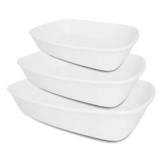 Oxford conjunto de 3 refratárias bake branco