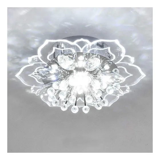 Luminária De Teto Led Cristal C/formato De Flor, Branco Frio