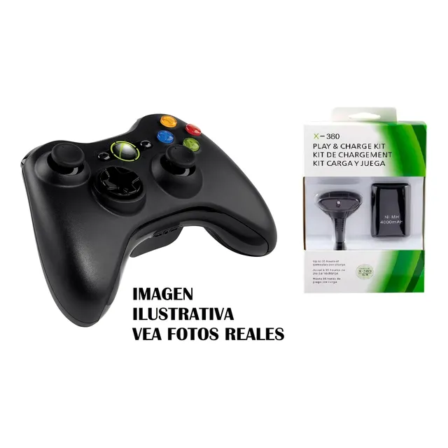 Joystick Xbox 360 Original,batería,cable Juega Carga Negro