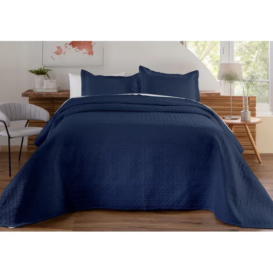Colcha Cobre Leito Matelado Liso Casal 3 Peças