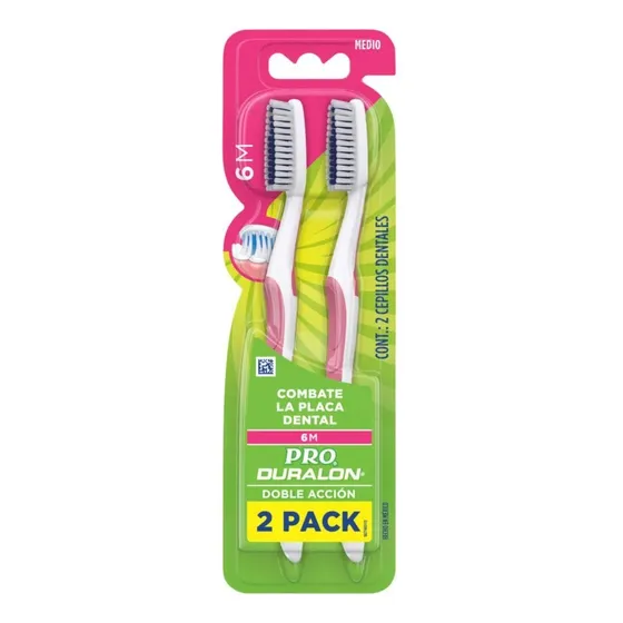 Cepillo de dientes Oral-B Duralon medio blanco pack x 2 unidades