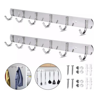 Gancho Perchero,6 Ganchos Set 2 Perchero Pared Acero Inox Gancho Perchero,6 Ganchos Set 2 Perchero Pared Acero Inox
