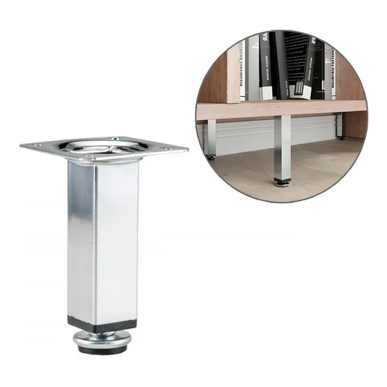 Pé P Móveis Sofá Armário Gabinete Quadrado 10cm Inox Escov