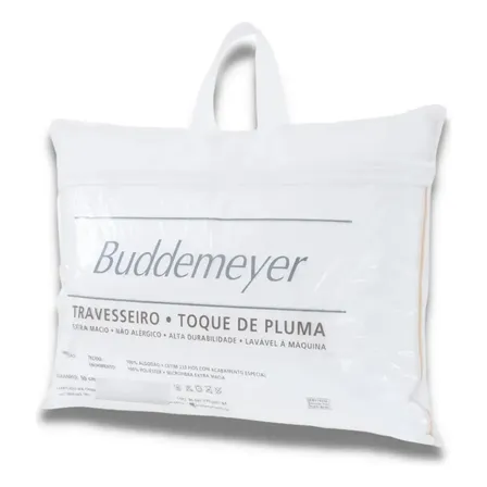 Travesseiro Toque De Pluma Buddemeyer 50x70cm Algodão Branco Suave Macio Conforto