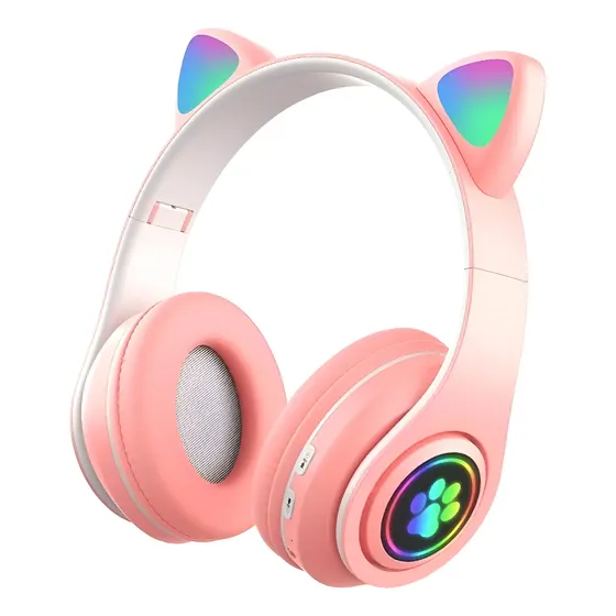 Audifonos Inalámbrico Bluetooth Rgb Orejas De Gato