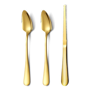 Juego De 3 Cucharas De Pomelo Dorado, 2 Cucharas De Toronja Juego De 3 Cucharas De Pomelo Dorado, 2 Cucharas De Toronja