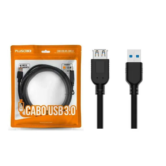 Cabo Extensor Usb 3.0 Am X Af 1.5m Plus Cable Usbaf3015 Cor Preto