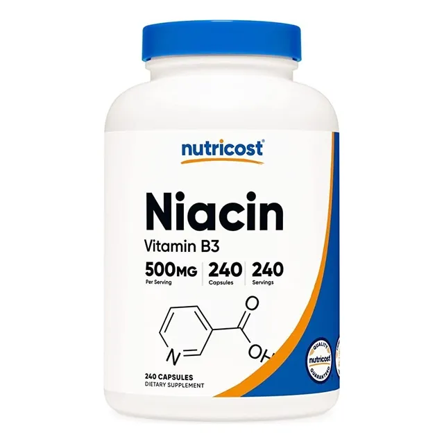 Complejo Niacin 500mg 240 Cps Niancina Vitamina B3 Nutricost Sabor Neutro