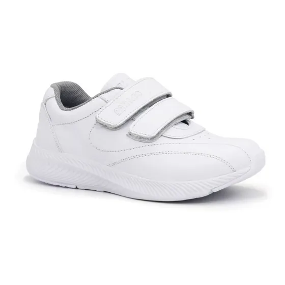 Zapatilla Escolar De Cuero Ja23-cg806n Blanco