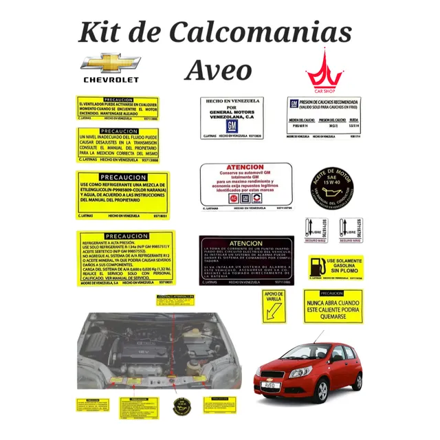 Kit De Calcomanias Chevrolet Aveo Y Optra