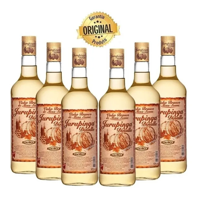 Caixa 12 Vinho Jurupinga Dinalle Suave Branco 975ml Original