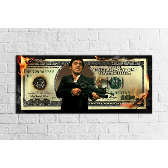Cuadro De 100 Dolares Nuevo Modelo 130x55 Cm