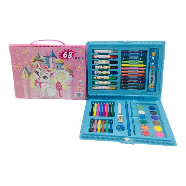 Set De Arte Infantil 68 Piezas Marcadores Creyones Acuarela
