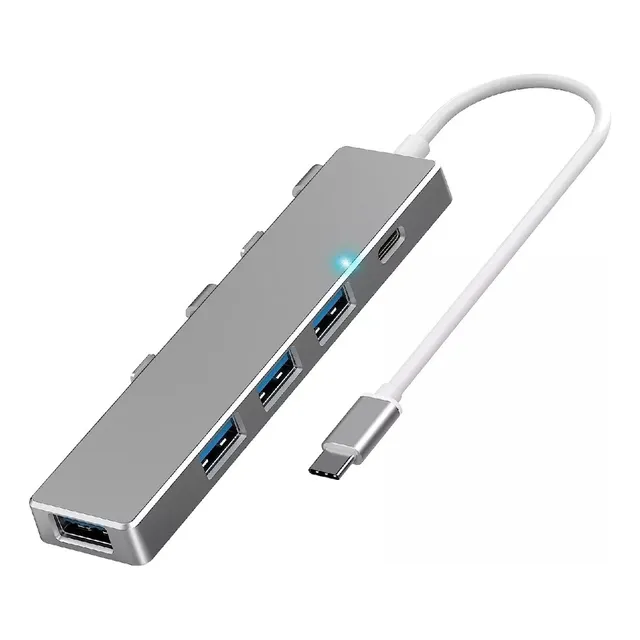 Adaptador Hub Usb Tipo C - Conector Usb Multiple 3 Puertos Color Plateado