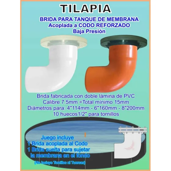Brida Pvc Para Tanque De Membrana -  Tilapia  