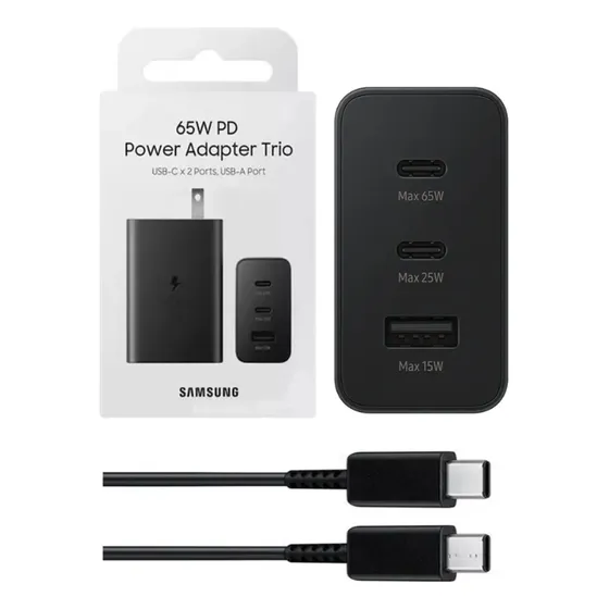 Cargador Samsung 65w Tipo C Carga Super Rápido 3 En 1