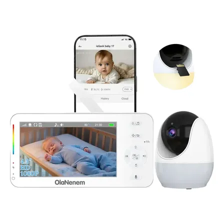 Babá Eletrônica Wi-fi 4.3 1080p Ptz 4x Vox Sd Slot Olanenem 127/220v Branco