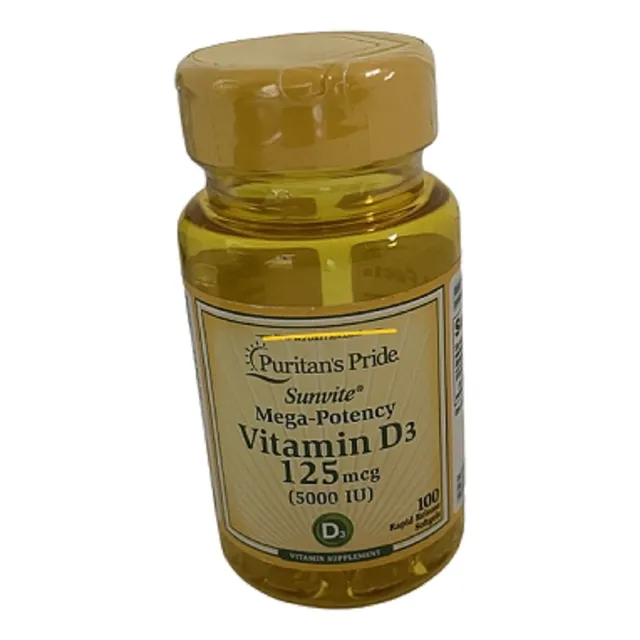 D3 Vitamin 125mcg (5000 Iu)  100softgels  Puritan´s Pride Sin Sabor