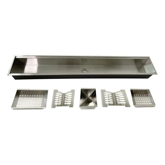 Calha Canal Organizador Escorredor Embutir Úmida Inox 120cm Cor Prateado