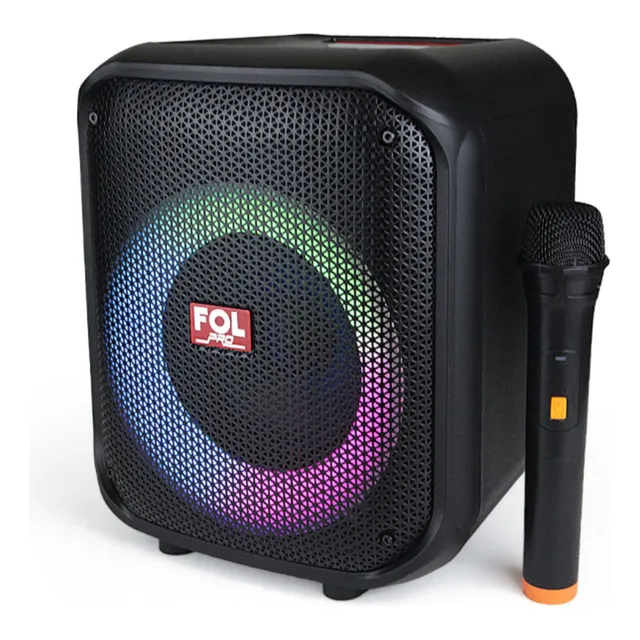 Bocina Portátil Fol Fs-l1206m Bluetooth Us Tws Luz Led Color Negro